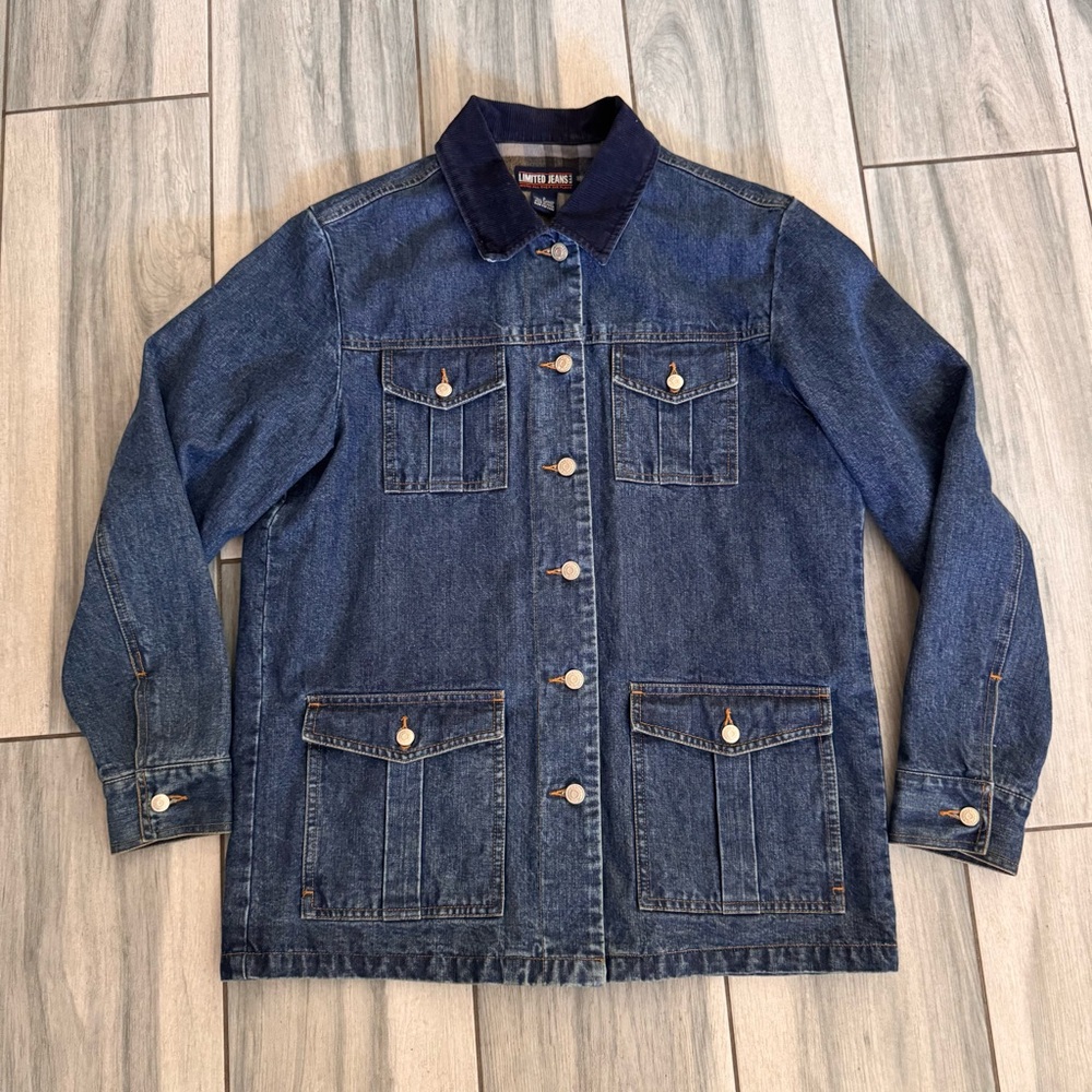 Men’s Limited Jean Denim Core Coat Jacket Flannel Lined Size Small With Pockets
